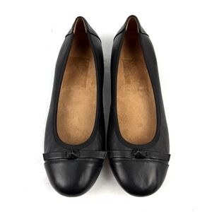 Vionic Amorie Flats 7 Black Soft Leather Slip On Shoes Coquette Parisian Chic